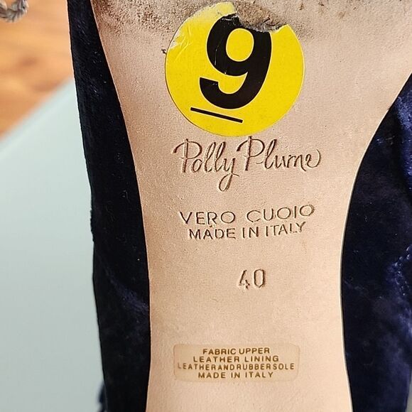 Polly Plume Crushed Blue Velvet and Leather Boots - Picture 12 of 12